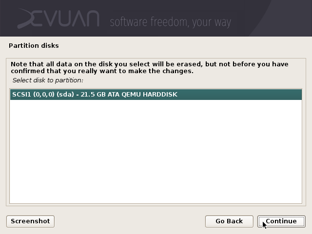 Select a disk to encrypt