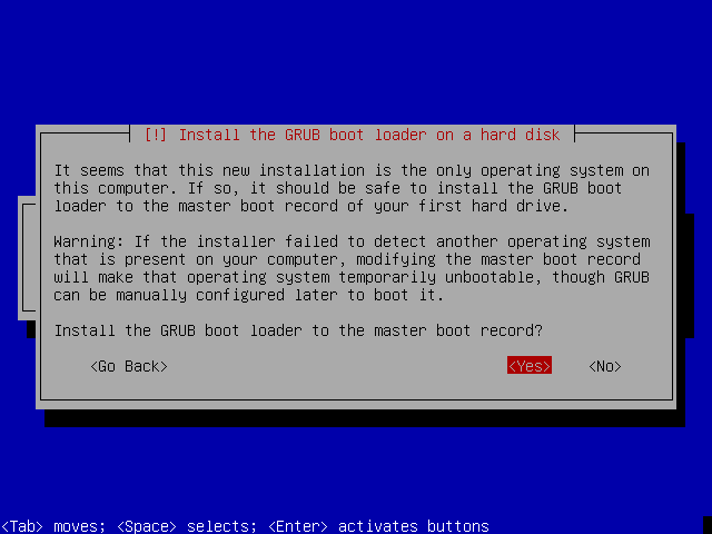 Installing the grub boot loader