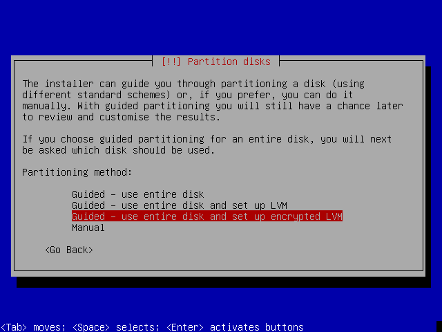 Partition with LVM and encryption